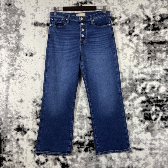 7 For All Mankind Jeans‎ Womens Size 32 Luxe Vintage Button Fly Wide Leg Stretch - Picture 1 of 16